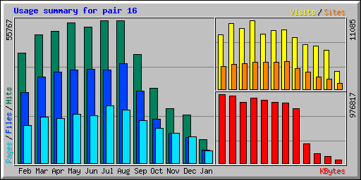 Usage summary for pair 16